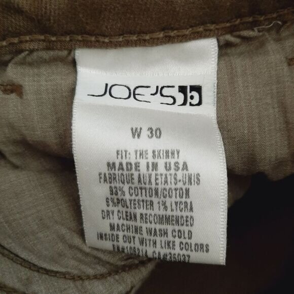 JOE'S JEANS The Skinny Long Khaki Green Medium Wash Cotton Twill Sz 30 - Picture 10 of 11